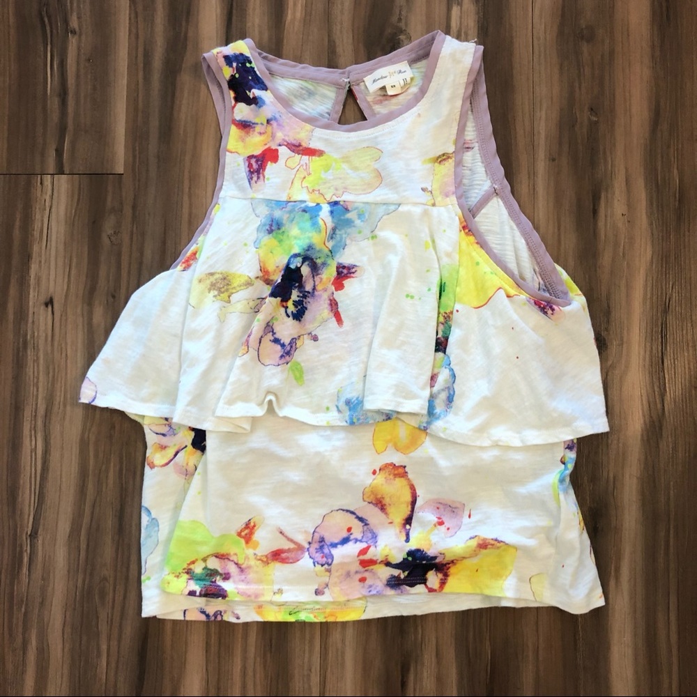 Anthropologie Floral Crop Top